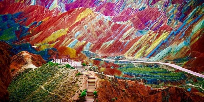 Red Rocks and Rainbow Ridges abound in Zhangye Danxias landscape